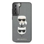 Karl Lagerfeld KLHCS21MSAKICKCSL Silver Saffiano Ikonik Karl&Choupette Head Kryt Samsung S21 Plus