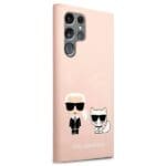 Karl Lagerfeld KLHCS22LSSKCI Light Pink Silicone Ikonik Karl & Choupette Kryt Samsung S22 Ultra