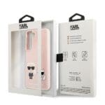 Karl Lagerfeld KLHCS22MSSKCI Light Pink Silicone Ikonik Karl & Choupette Kryt Samsung S22 Plus