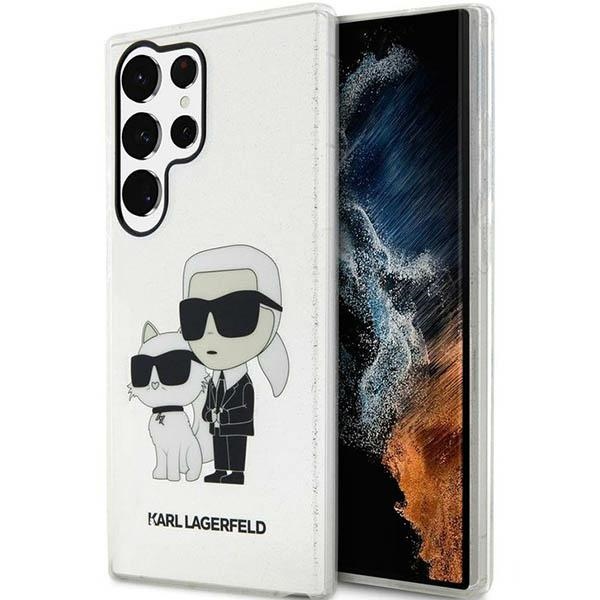 Karl Lagerfeld KLHCS23LHNKCTGT Transparent Gliter Karl&Choupette Kryt Samsung S23 Ultra