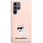 Karl Lagerfeld KLHCS23LSNCHBCP Pink Silicone Choupette Kryt Samsung S23 Ultra