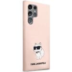Karl Lagerfeld KLHCS23LSNCHBCP Pink Silicone Choupette Kryt Samsung S23 Ultra