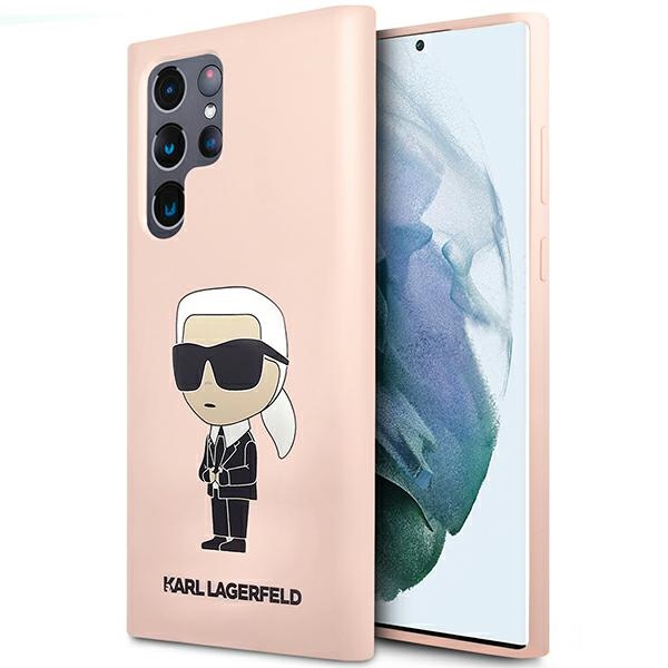 Karl Lagerfeld KLHCS23LSNIKBCP Hardcase Pink Silicone Ikonik Kryt Samsung Galaxy S23 Ultra