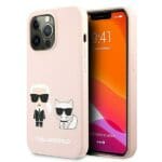 Karl Lagerfeld KLHMP13LSSKCI Light Pink Silicone Ikonik Karl & Choupette Magsafe Kryt iPhone 13 Pro