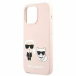 Karl Lagerfeld KLHMP13LSSKCI Light Pink Silicone Ikonik Karl & Choupette Magsafe Kryt iPhone 13 Pro