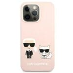 Karl Lagerfeld KLHMP13XSSKCI Hardcase Pink Silicone Ikonik Karl & Choupette Magsafe Kryt iPhone 13 Pro Max
