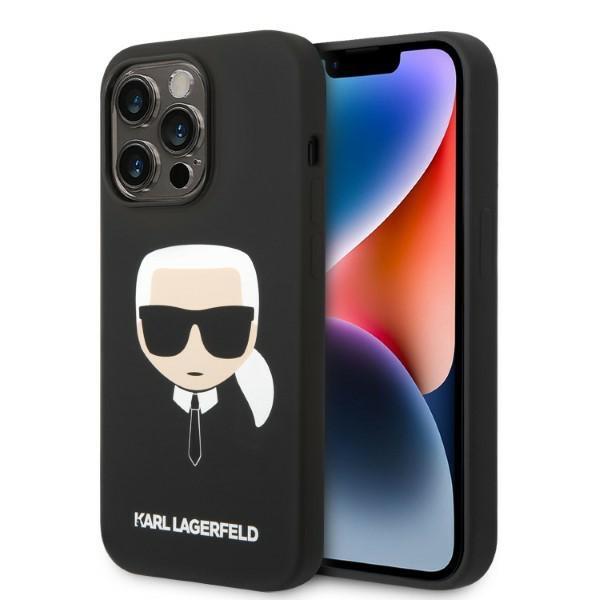 Karl Lagerfeld KLHMP14LSLKHBK Black Silicone Karl`s Head Magsafe Kryt iPhone 14 Pro