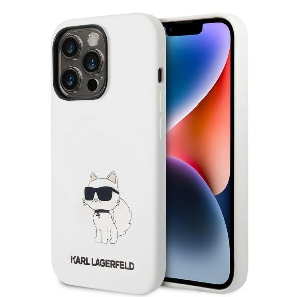 Karl Lagerfeld KLHMP14LSNCHBCH White Silicone Choupette MagSafe Kryt iPhone 14 Pro