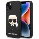 Karl Lagerfeld KLHMP14MSLKHBK Black Silicone Karl`s Head MagSafe Kryt iPhone 14 Plus