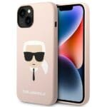 Karl Lagerfeld KLHMP14MSLKHLP Light Pink Silicone Karl`s Head MagSafe Kryt iPhone 14 Plus