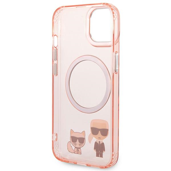 Karl Lagerfeld KLHMP14SHKCP Pink Karl & Choupette Aluminium MagSafe Kryt iPhone 14