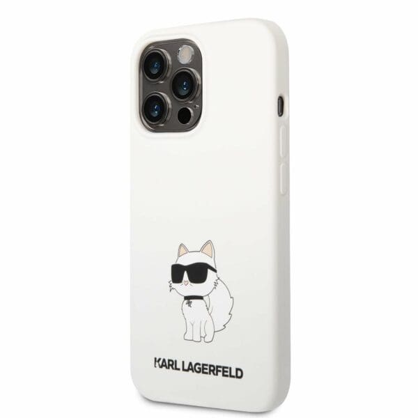 Karl Lagerfeld Liquid Silicone Choupette NFT White Kryt iPhone 13 Pro