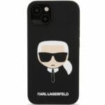Karl Lagerfeld Liquid Silicone Karl Head Black Kryt iPhone 13 Mini