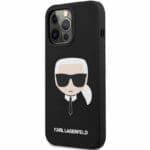 Karl Lagerfeld Liquid Silicone Karl Head Black Kryt iPhone 13 Pro