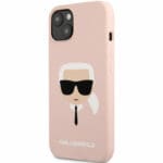 Karl Lagerfeld Liquid Silicone Karl Head Light Pink Kryt iPhone 13