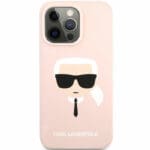 Karl Lagerfeld Liquid Silicone Karl Head Light Pink Kryt iPhone 13 Pro