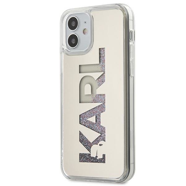 Karl Lagerfeld MIRROR Liquid Glitter Karl Silver Kryt iPhone 12 Mini