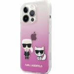 Karl Lagerfeld PC/TPU Ikonik Karl and Choupette Pink Kryt iPhone 13 Pro
