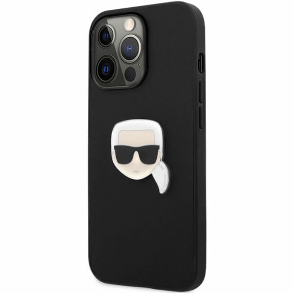 Karl Lagerfeld PU Leather Karl Head Black Kryt iPhone 13 Pro