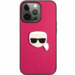 Karl Lagerfeld PU Leather Karl Head Pink Kryt iPhone 13 Pro