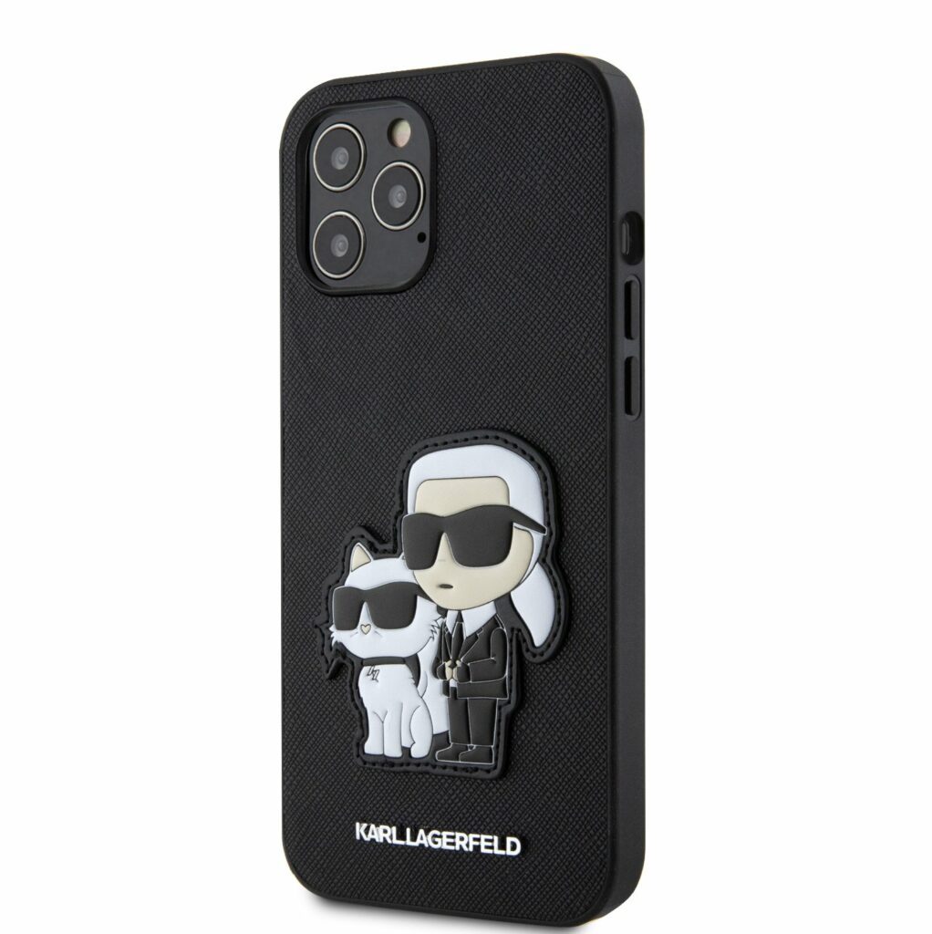 Karl Lagerfeld PU Saffiano Karl and Choupette NFT Black Kryt iPhone 12 Pro Max
