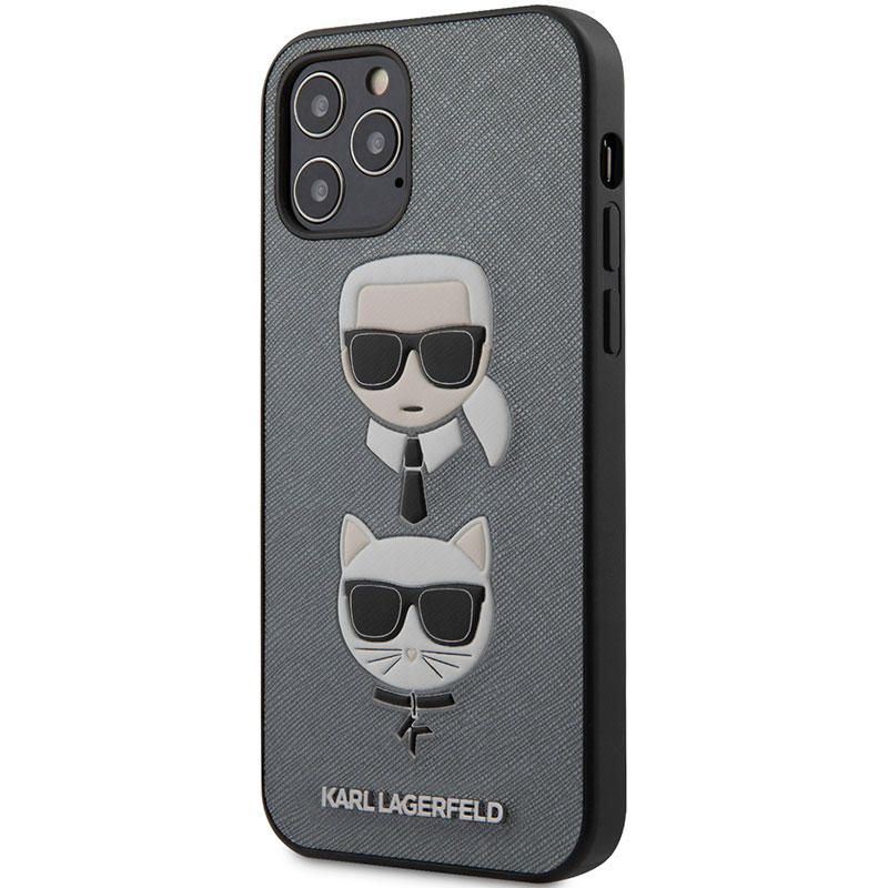 Karl Lagerfeld Saffiano K&C Heads Silver Kryt iPhone 12/12 Pro