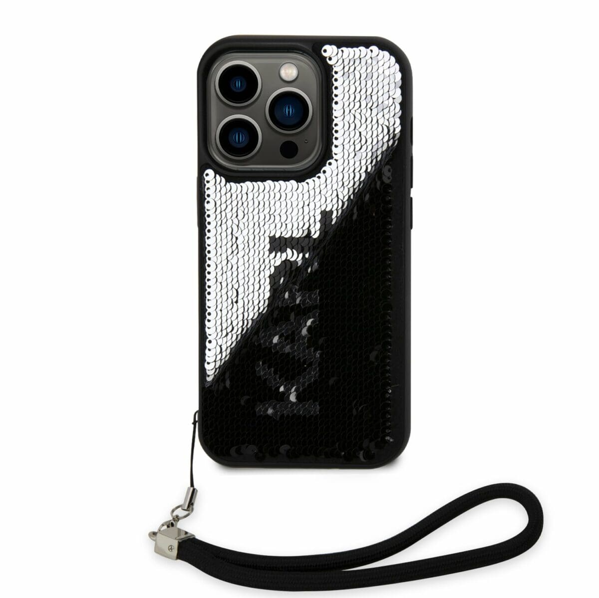 Karl Lagerfeld Sequins Reversible Black/Silver Kryt iPhone 13 Pro