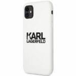 Karl Lagerfeld Stack Black Logo Silicone White Kryt iPhone 11