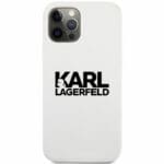 Karl Lagerfeld Stack Black Logo Silicone White Kryt iPhone 12/12 Pro