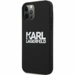 Karl Lagerfeld Stack White Logo Silicone Black Kryt iPhone 12 Mini