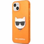 Karl Lagerfeld TPU Choupette Head Fluo Orange Kryt iPhone 13 Mini