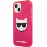 Karl Lagerfeld TPU Choupette Head Fluo Pink Kryt iPhone 13 Mini