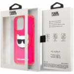 Karl Lagerfeld TPU Choupette Head Fluo Pink Kryt iPhone 13 Pro
