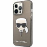 Karl Lagerfeld TPU Full Glitter Karl Head Black Kryt iPhone 13 Pro