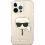 Karl Lagerfeld TPU Full Glitter Karl Head Gold Kryt iPhone 13 Pro