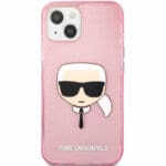 Karl Lagerfeld TPU Full Glitter Karl Head Pink Kryt iPhone 13 Mini