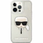 Karl Lagerfeld TPU Full Glitter Karl Head Silver Kryt iPhone 13 Pro