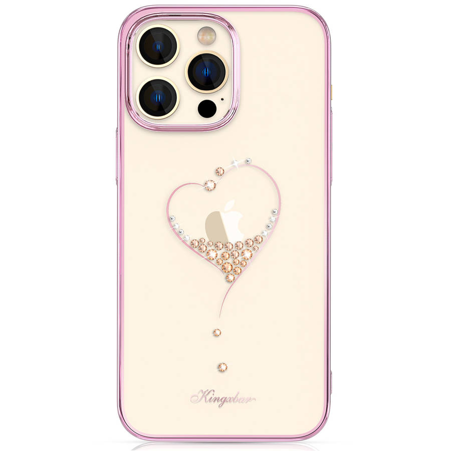 Kingxbar Wish Decorated Pink Crystals Kryt iPhone 14 Pro