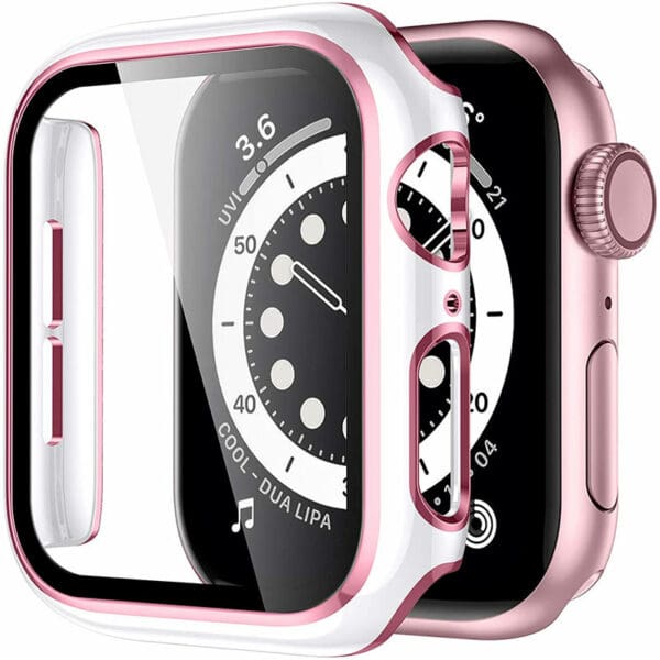 Kryt s Ochranným Sklom pre Apple Watch White Pink