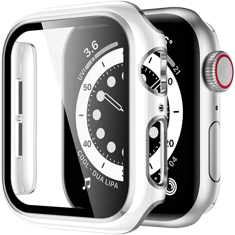 Kryt s Ochranným Sklom pre Apple Watch White Silver