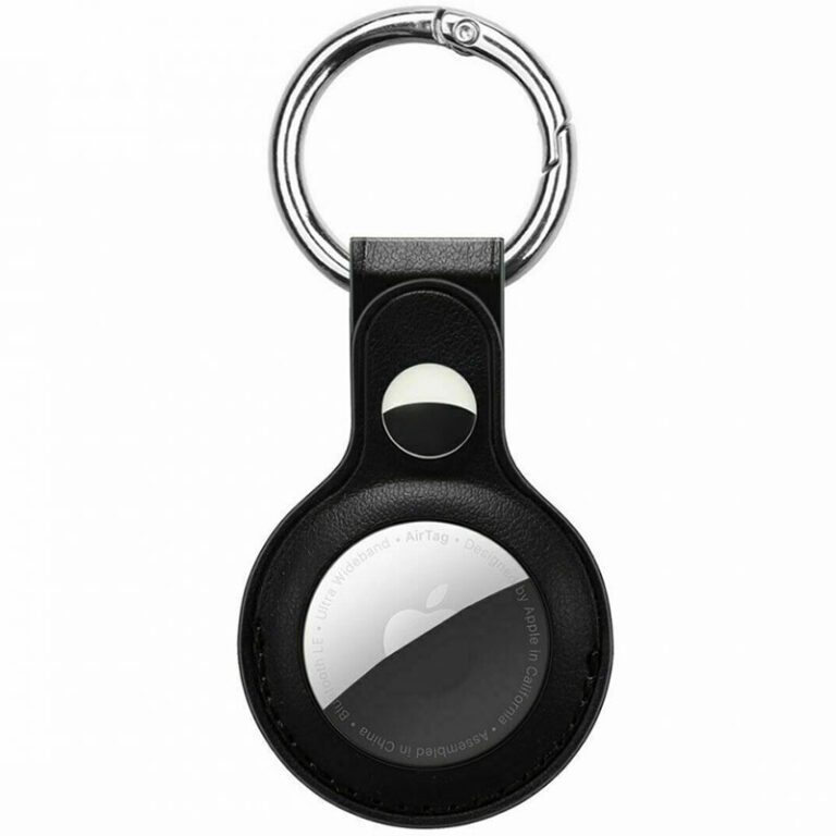 Leather Key Ring Kryt na AirTag Black