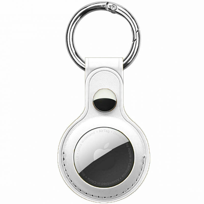 Leather Key Ring Kryt na AirTag White