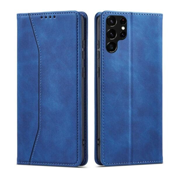 Magnet Fancy Card Wallet Card Stand Blue Kryt Samsung Galaxy S22 Ultra