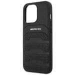 Mercedes AMG AMHCP14LGSEBK Black Hardcase Leather Debossed Lines Kryt iPhone 14 Pro
