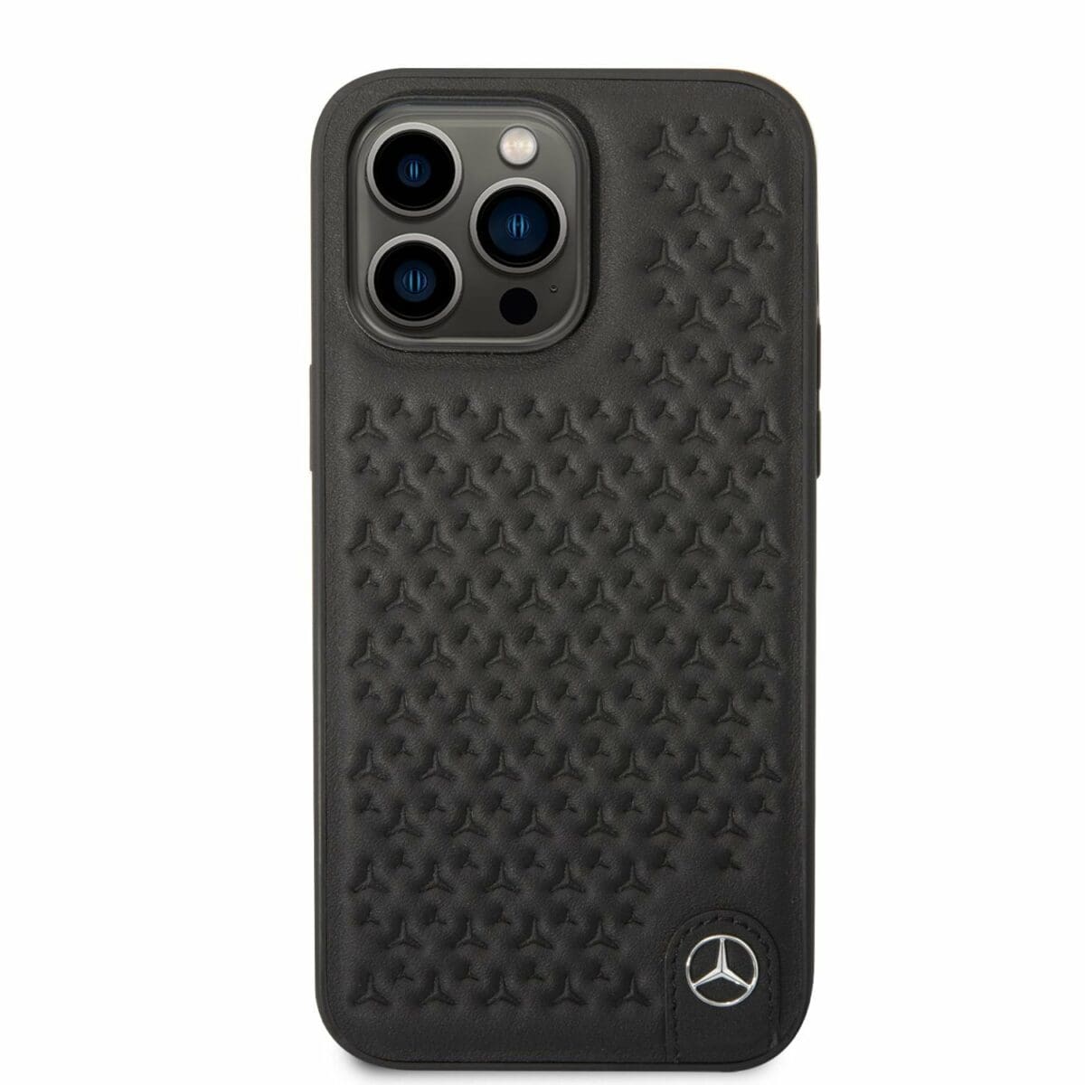 Mercedes Genuine Leather Star Kryt iPhone 14 Pro Max Black