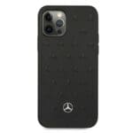 Mercedes MEHCP12LPSQBK Black Leather Stars Pattern Kryt iPhone 12 Pro Max