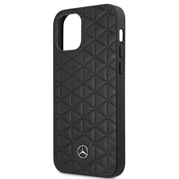 Mercedes MEHCP12LSPSBK Black Leather Quilted Embossed Kryt iPhone 12 Pro Max