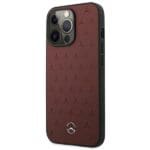 Mercedes MEHCP13LPSQRE Red Leather Stars Pattern Kryt iPhone 13 Pro