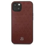 Mercedes MEHCP13SPSQRE Red Leather Stars Pattern Kryt iPhone 13 Mini