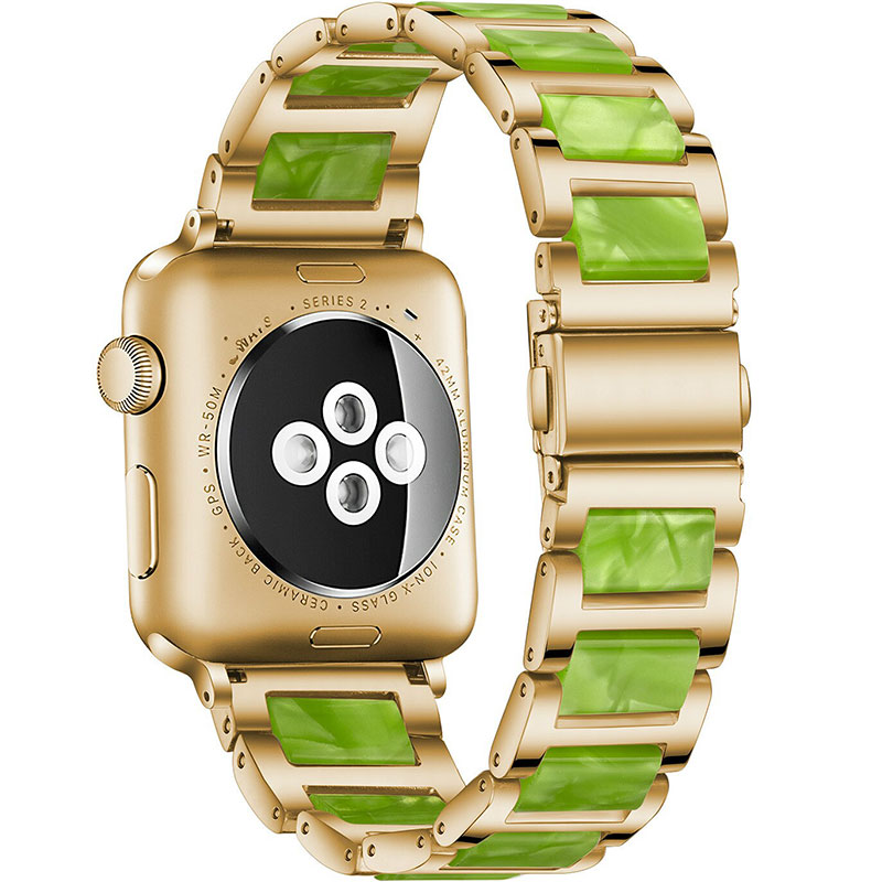 Metal Resin Náramok Apple Watch 41/40/38mm Gold Green